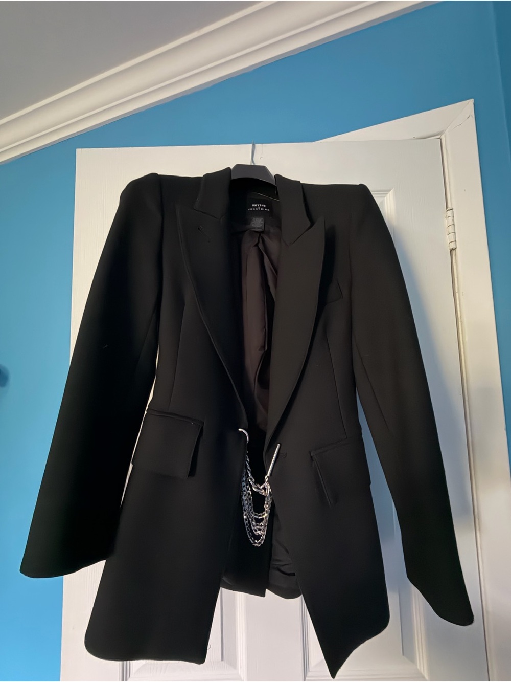 Smythe x Jenny Bird Black Tailored Blazer with Chain Detail
